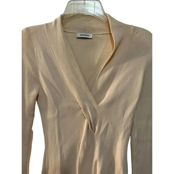 SANDRO Louane Twist Front V-neck Sweater - Picture 4 of 8